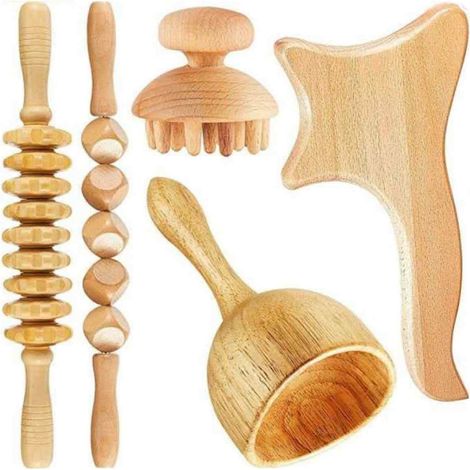 Gua Sha - Racloir En Bois Pour Drainage Lymphatique - Pour Bras Jambes Dos Et Corps - 33 Cm - 1 Pièce (1/5)