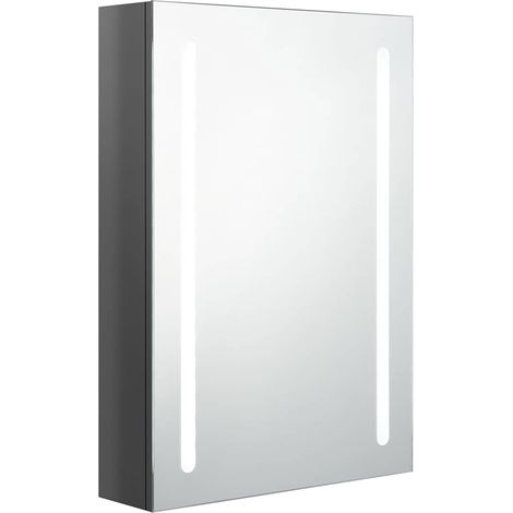 Armadietto Bagno  Mobile da Bagno con Specchio e LED Grigio Lucido 50x13x70 cm (1/5)