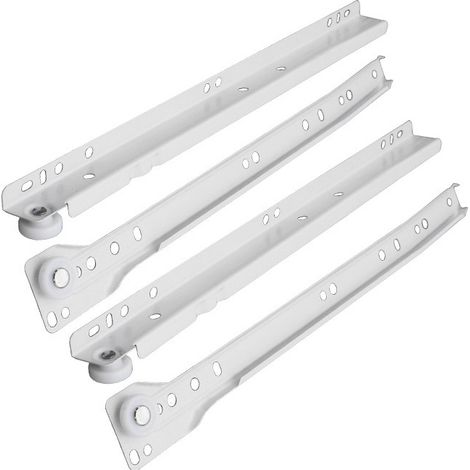 coulisse tiroir 350 mm – Lot de 2 rail tiroir coulissant en acier blanc avec vis de montage, glissiere pour tiroir à sortie partielle (1/5)