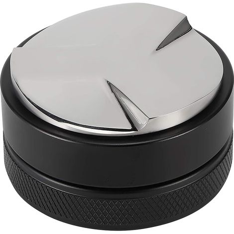 Kaffeepulver-Hammer aus Edelstahl - 58 mm Edelstahl-Espressospender-Nivellierwerkzeug mit rutschfester Oberfläche (Halbrutschendes dreiblättriges Edelstahl-Tuchpulver 58 mm)