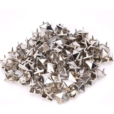 100 pièces Rivets en cuivre goujons carrés rivets à griffes accessoires de mode tête de clou décoratif pour vêtements vestes ceintures(argent) (1/5)