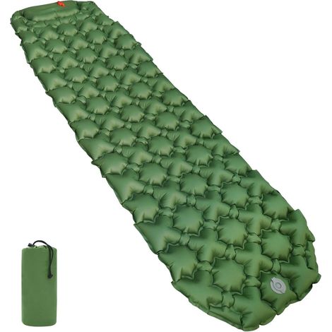 Tapis de Sol de Camping, Légère, imperméable, Pompe à Pied intégrée, Vert Olive,190.5 x 57 x 5.6 cm (1/5)