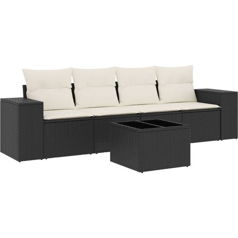 Maison Exclusive - Set de muebles de jardín 5 pzas y cojines ratá (1/3)