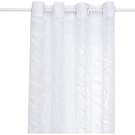Rideau Voilage Motifs Feuilles "Lazi" 140x240cm Blanc (1/2)