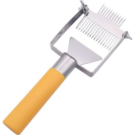 Honigöffnungsgabel, Imkergabel aus Edelstahl mit Griff, Wabenschaber zur Honiggewinnung, perfektes Bienenstockwerkzeug für Imker (gelb) (1/5)