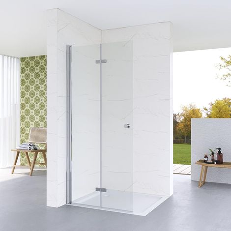Duschkabine Falttür Duschabtrennung Walkin Duschwand Glas faltbar klappbar Begehbare Dusche Faltwand Bodengleich 2. Größe: 70 x 187 cm Verstellbereich: 70-71,5 cm (1/5)