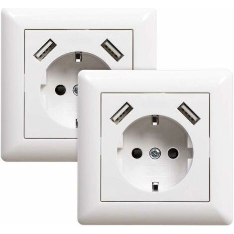 QORVA
-2 prises avec port USB (max. Prise murale encastrée avec prise USB Blanc Système 55 Blanc brillant,de