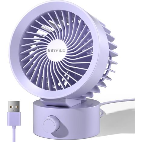 Petit ventilateur de bureau USB silencieux, vitesse continue pour la maison, le bureau, le dortoir, le bureau, le refroidissement personnel portable, alimentation USB, violet (1/5)