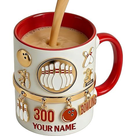 Tasse en Céramique 350 ml pour boissons chaudes et froides Tasse en céramique sport 3D Pour maison, chocolat, thé, jus, fans de bowling, adolescents (1/5)