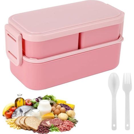 (Pink)Kids Lunch Box with Compartments 1300ml Lunch Box for Adults with 3 Compartments Bento Box Lunch Box 2 in 1 Lunch Box for Kids BPA (1/5)
