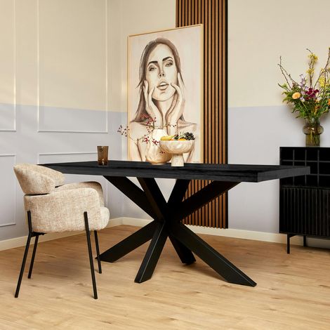 Table en bois noir à pied central 240 cm RIVANO