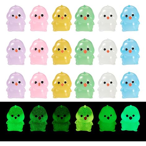 Lot de 24 mini figurines lumineuses en résine phosphorescentes en forme de poussin pour jardin, maison, bureau, micro paysage, décoration (1/5)