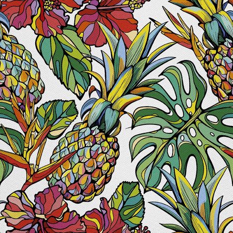 Outdoor Dekostoffe Oxford - Motiv Ananas in Blumen I DR166 (1/5)