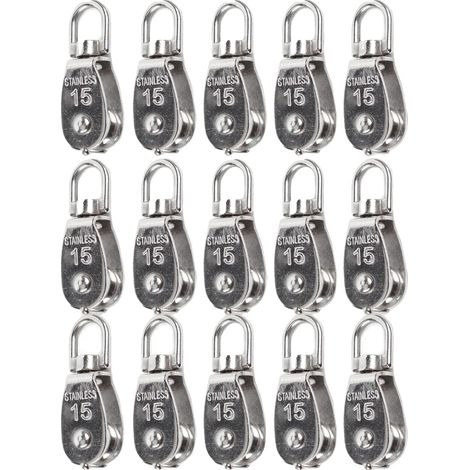 Set di pulegge, 15 pezzi, in acciaio inossidabile resistente, portata 60 kg. (1/5)