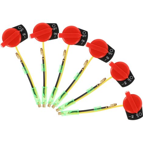 Lot de 6 Interrupteurs Marche/arrêt Moteur Double Fil pour Tondeuse à Gazon, Tracteur de Jardin et Pompe à Eau, Compatible 152/168/170f, Plastique Robuste, Usage Extérieur (1/5)