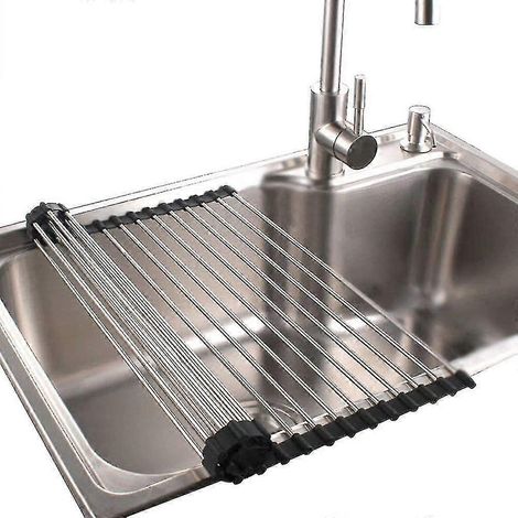 Égouttoir à vaisselle enroulable pliable pour camping-car, en acier inoxydable 304, pour évier de cuisine. Tapis résistant à la chaleur. (1/5)