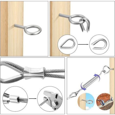 M5 Tendeur Kit pour 1/16quot Cable Metalique,Kit de Tendeur en Acier Inoxydable 304,M5 Tendeur Crochet et oeil,M2 cosses de cble, M5 Crochets à Vis à Oeillet,M2 Manchons de Cble (1/3)