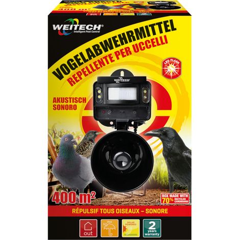 Weitech Vogelabwehr zum vor Schäden durch Vögel - mit LED Lichtblitzen und Akustisch (1/5)