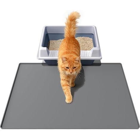 Tapis pour litière pour chat 60 x 40 cm, matériau en silicone souple, tapis pour bac à litière imperméable, antidérapant et facile à nettoyer, tapis pour chat durable pour l'intérieur et le jardin (1/5)