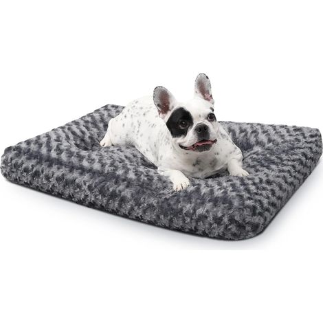 Coussin pour chien lavable, taille moyenne, apaisant, matelas pour cage avec fond antidérapant, gris foncé, 76 x 52 x 7 cm (1/2)