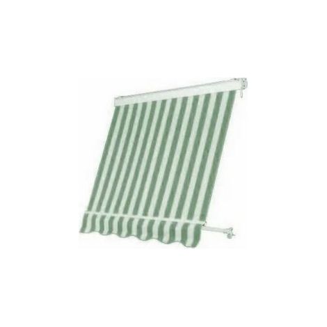 Auvent abattant sans caisson re'glable en inclinaison vert / blanc 4x3 m peut etre fixe' au plafond et au mur