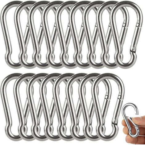 ASelected Lot de 16 fermoirs Robustes en Acier Inoxydable 304 M6 pour randonnée, Argenté., 60x6MM (1/5)