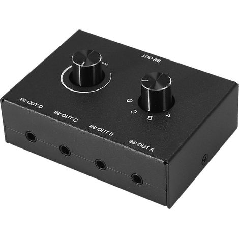 Lot de 2 4 Port Audio interrupteur, 3.5mm Stéréo AUX Audio Selector, 4 Input 1 Output/1 Input 4 Output Audio Switcher boîtier (1/5)