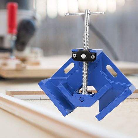 Étau à angle droit à 90 degrés avec poignée en T, fixation rapide pour le travail du bois (bleu) (1/3)