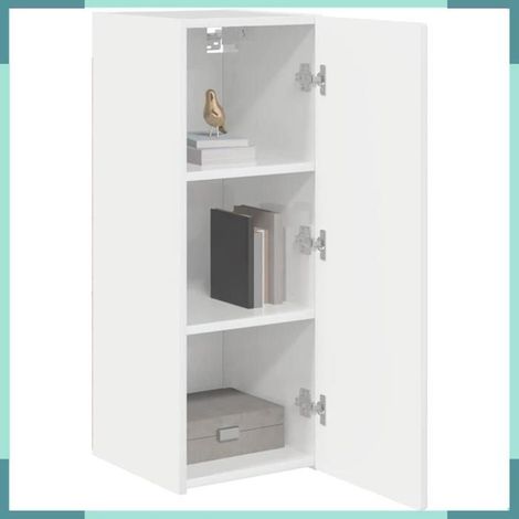 892298 Meuble TV mural 2 pcs Blanc Brillant 30 x 31 x 80 cm (1/5)