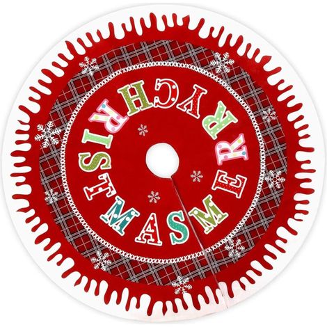 Jupe de Sapin de Noël, 122cm/48“ Couverture de Sapin de Noël avec sous-Couche de Sapin à Carreaux Couverture de Sapin de Noël Couverture Ronde de Sapin de Noël (1/4)