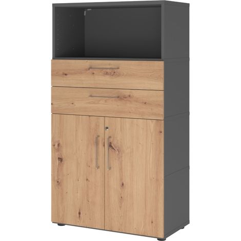 bümö flexi Aktenschrank groß mit Schubladen   Graphit/Asteiche