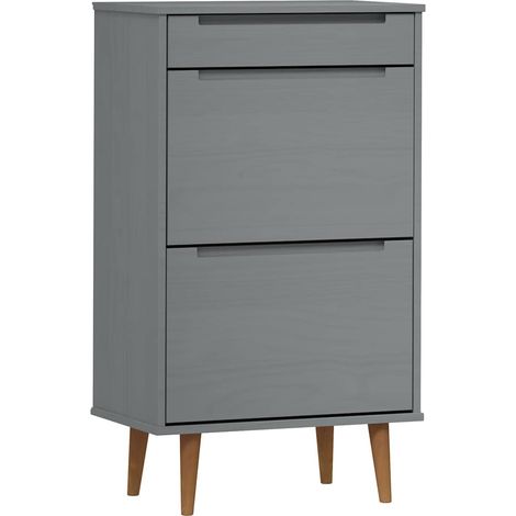 Scarpiera Mobile per scarpe MOLDE Grigia 59,5x35x103 cm in Legno Massello di Pino (1/5)