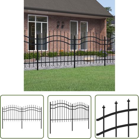The Living Store Gartenzaun mit Speerspitzen Schwarz 140 cm Stahl - Gartenzaun - Stahlezaunt - Schwarz - Sicherheitszaun - Zierzaun (1/5)