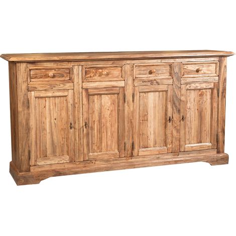 Buffet rustique en tilleul massif finition naturelle L202xPR45xH103 cm