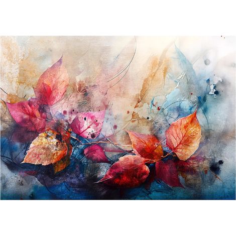 Papier peint mural abstrait feuilles béton intissé grand format design intérieur salon chambre pas cher 150x105 cm (1/5)