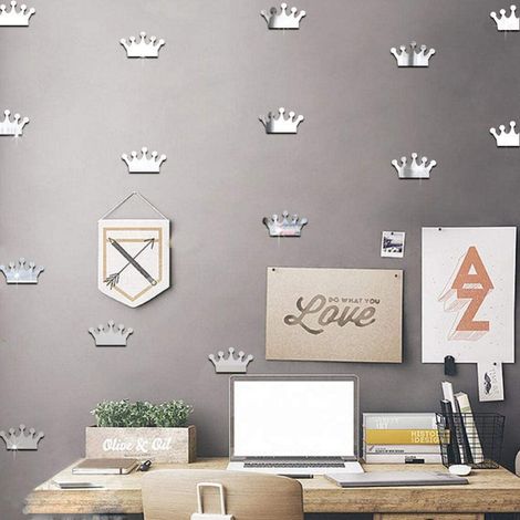 Stickers muraux mignons inspirés d'un roman, pour chambre ou salon (Couronne argentée A) (1/2)