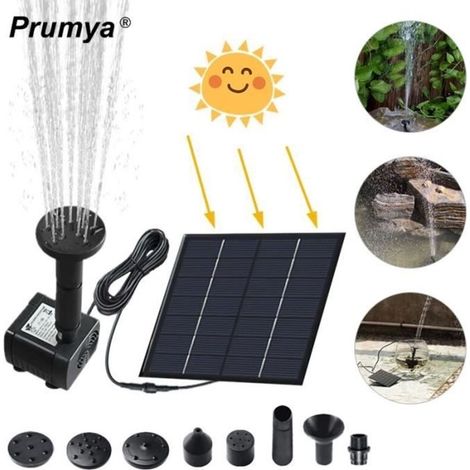 Prumya Pompe à Eau Solaire, Fontaine Solaire Aucun Plantes Batterie ou Electricité pour Bassin / Piscine / Décoration de Jardin (1/4)