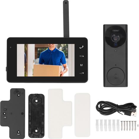 Système d'interphone vidéo sans fil, objectif 8MP, enregistrement automatique, caméra à Angle de vue 170 ° avec écran IPS 4,3 pouces pour la sécurité de la maison.