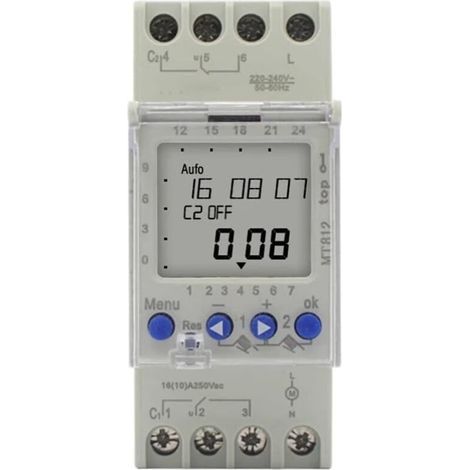 220-V-Zweikanal-Zeitschaltuhr – 7-Tage-LCD-Digitalprogrammierer – 16 A Leistung – Für Beleuchtung und Maschinen – Temperaturbereich: -10 bis +50 °C – AHC822 (1/5)
