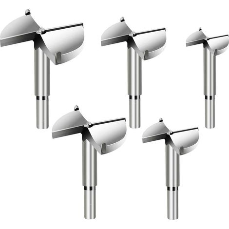 5pcs Meche a Bois Forstner, Diametre 35/40/45/50/60mm, Foret Fraise Carbure Pour Faconner Trou Travail du Bois, L'installation de Portes Sphériques Bois, Tiroirs, Plastique, Contreplaqué (1/5)