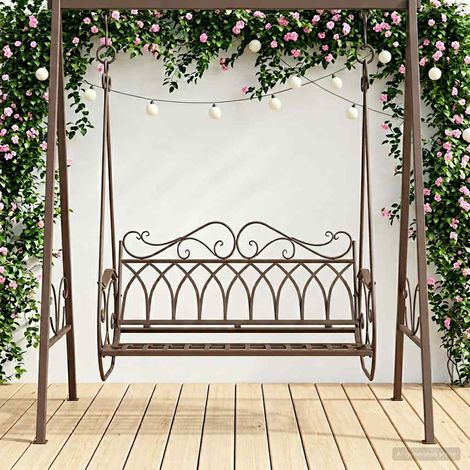 Banco Columpio Acero 112 x 60 x 126,5 cm Marrón antiguo (1/5)