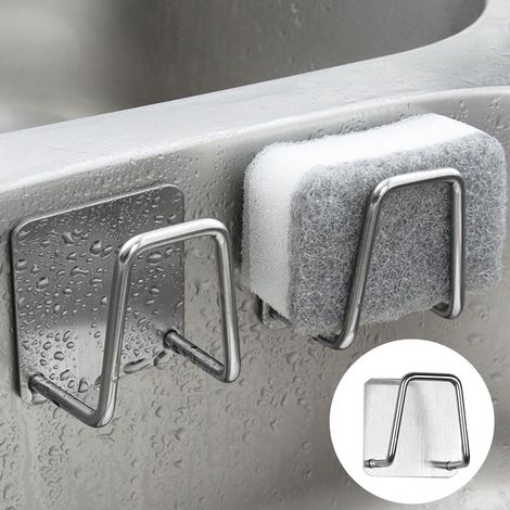 Dish Rack - Sink Rack - Foldable Stainless Steel Kitchen Sink Organizer With 3M Adhesive - Adjustable Length - For Countertop Use - 43 X 17.5 Cm (1/5)
