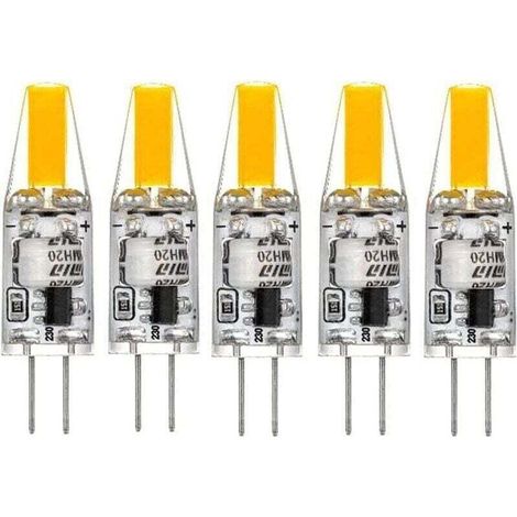 G4 LED 220V 3W 2700K blanc chaud 160LM, ampoules en silicone remplacent les ampoules halogènes traditionnelles 30W, paquet de 5 unites (1/5)