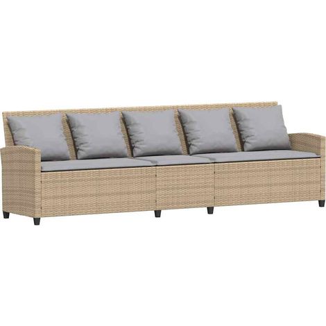 Maison Exclusive - Divano da Giardino con Cuscini a 5 Posti Beige in Polyrattan
