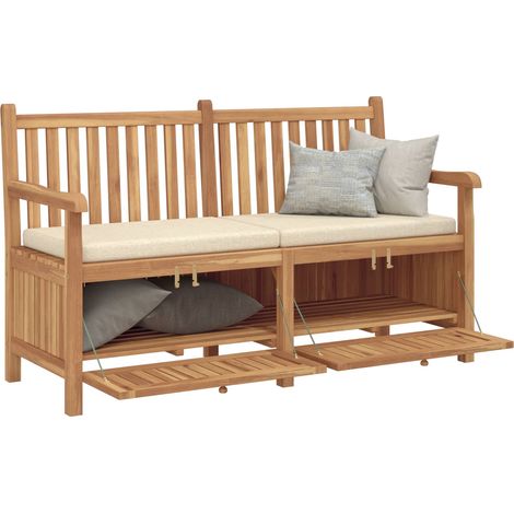 Banc de jardin Banc extérieur Banquette de jardin avec porte 150 x 60 x 90 cm Bois de teck massif (1/5)