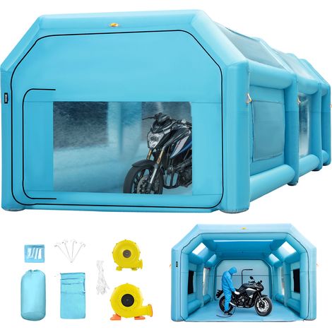 VEVOR Cabina de Pintura Inflable 6x3x2,5 m Carpa Hinchable Tela Oxford 210D PVC Soplador de Inflado 680 W Ventilador 330 W Cabina de Garaje Inflable Portátil Azul Carpa para Automóvil Camping Feria (1/5)