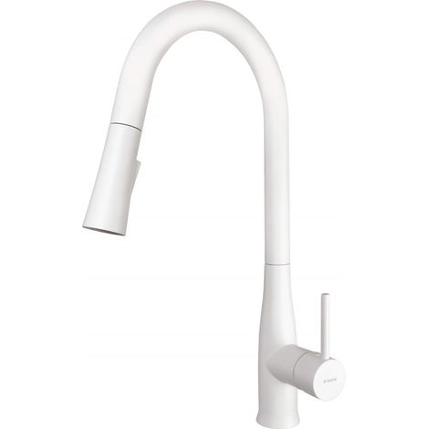 Miscelatore bianco opaco per lavello cucina doccia estraibile multifunzione Deante Lukrecja BDHA72M Bianco opaco