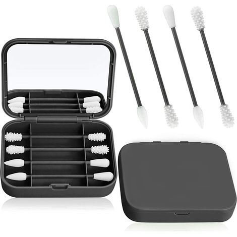 2 Cotons-tiges réutilisables, silicone souple, avec miroir, pour nettoyage oreilles et démaquillage, voyage (1/5)