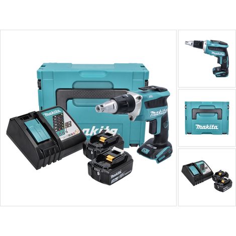 Makita DFS 452 RFJ Visseuse à cloison sèche sans fil 18 V Brushless + 2x Batteries 3,0 Ah + Chargeur + Makpac