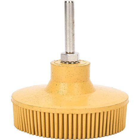Disque à poils de 7,6 cm (3 pouces) en caoutchouc émeri, brosse abrasive pour ébavurage, polissage et meulage, jaune (1/5)